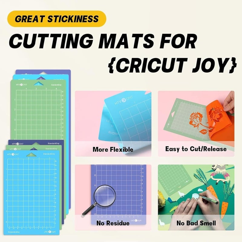 HTVRONT Cutting Mat Compatible with Cricut Joy, 6 Pack Cutting Mats (3 Pcs 4.5X12in & 3 Pcs 4.5X6.5in), Variety Adhesive Cutting Mats Replacement Accessories Compatible with Cricut Joy Accessories - Image 5